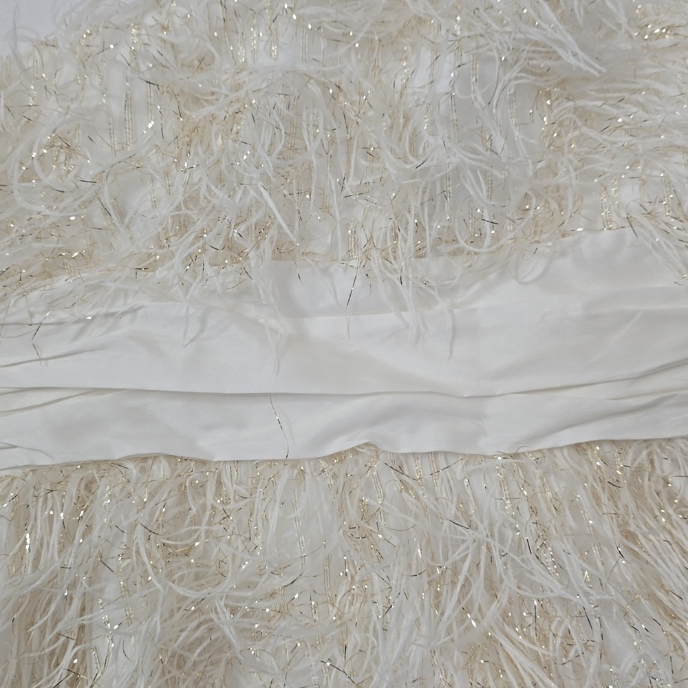 Jaygodfrey Elegant Rami Faux Feather Trimmed Strapless  Mini Dress Size 4. - Picture 7 of 14